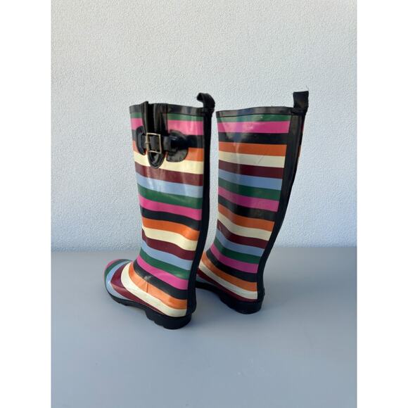 Gap Size 6 Rain Boots Multi colored Stripe Tall Rubber - Picture 3 of 8